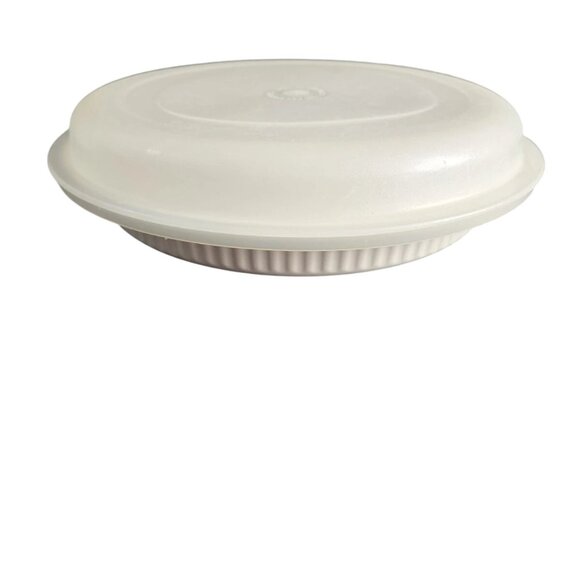 Vintage Tupperware Ultra 21 Cookware 9" Quiche Pie Dish Pan Plate w/ Lid - Picture 2 of 3